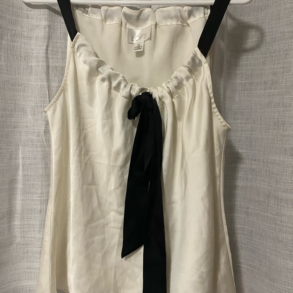 LOFT Off White tank w/ Black tie/straps